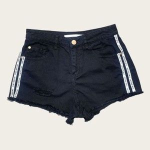 Y2K Unicorn Smile Cheeky Black Cut Off Jean Shorts